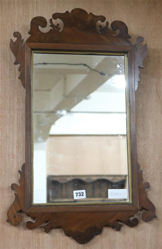 Mahogany fret framed mirror H.64cm